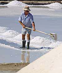 A worker on the salt pans