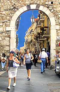 The main shopping strip in Taormina, Sicily