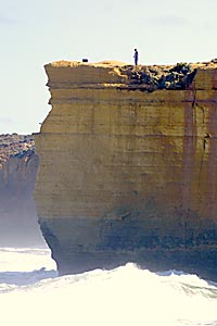 Fishing off the cliff near the Twelve Apostles